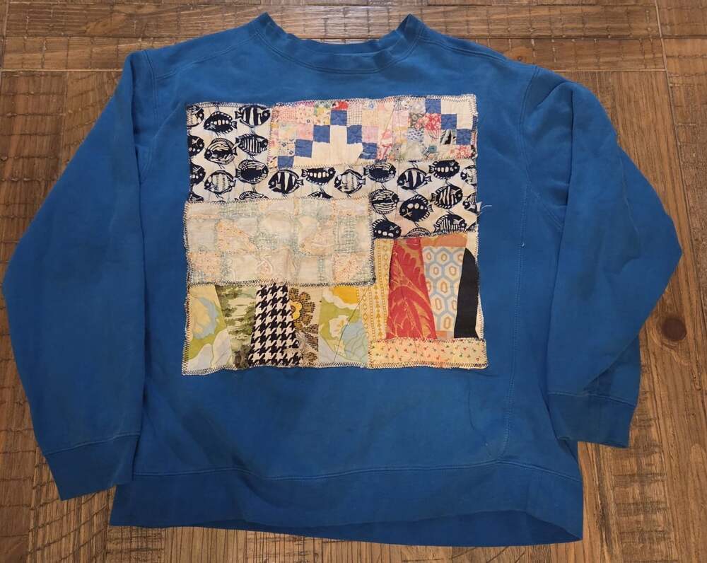 Upcycled Sweatshirt M Patchwork Boho Art To Wear On A Starter Pro80 HW